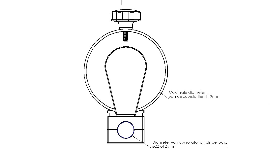 Zuurstoffleshouder rond 119mm - Afbeelding 2